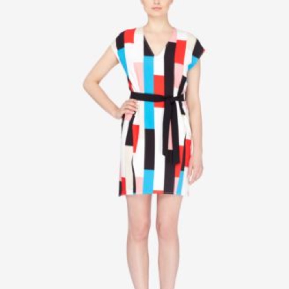 Catherine Malandrino White Split-neck Sheath Dress